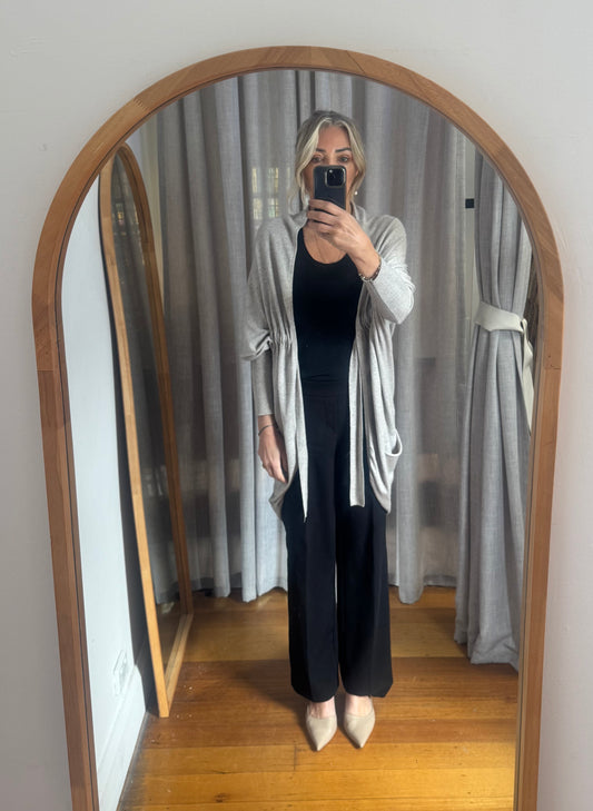 Scanlan Theodore Grey Silk Cashmere  Cardigan - One Size