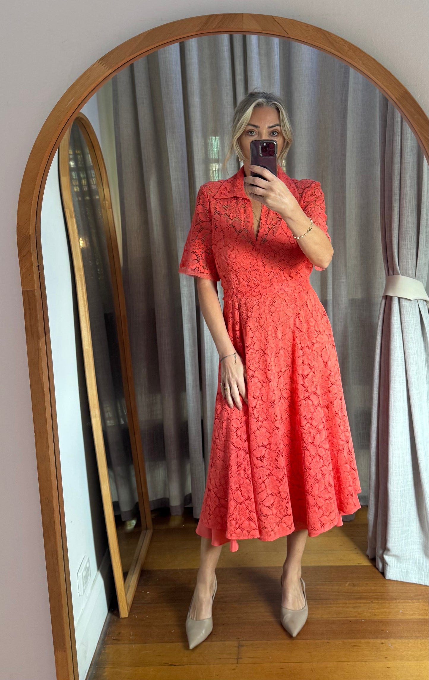 Scanlan Theodore French Lace Dress with Slip - Size 12