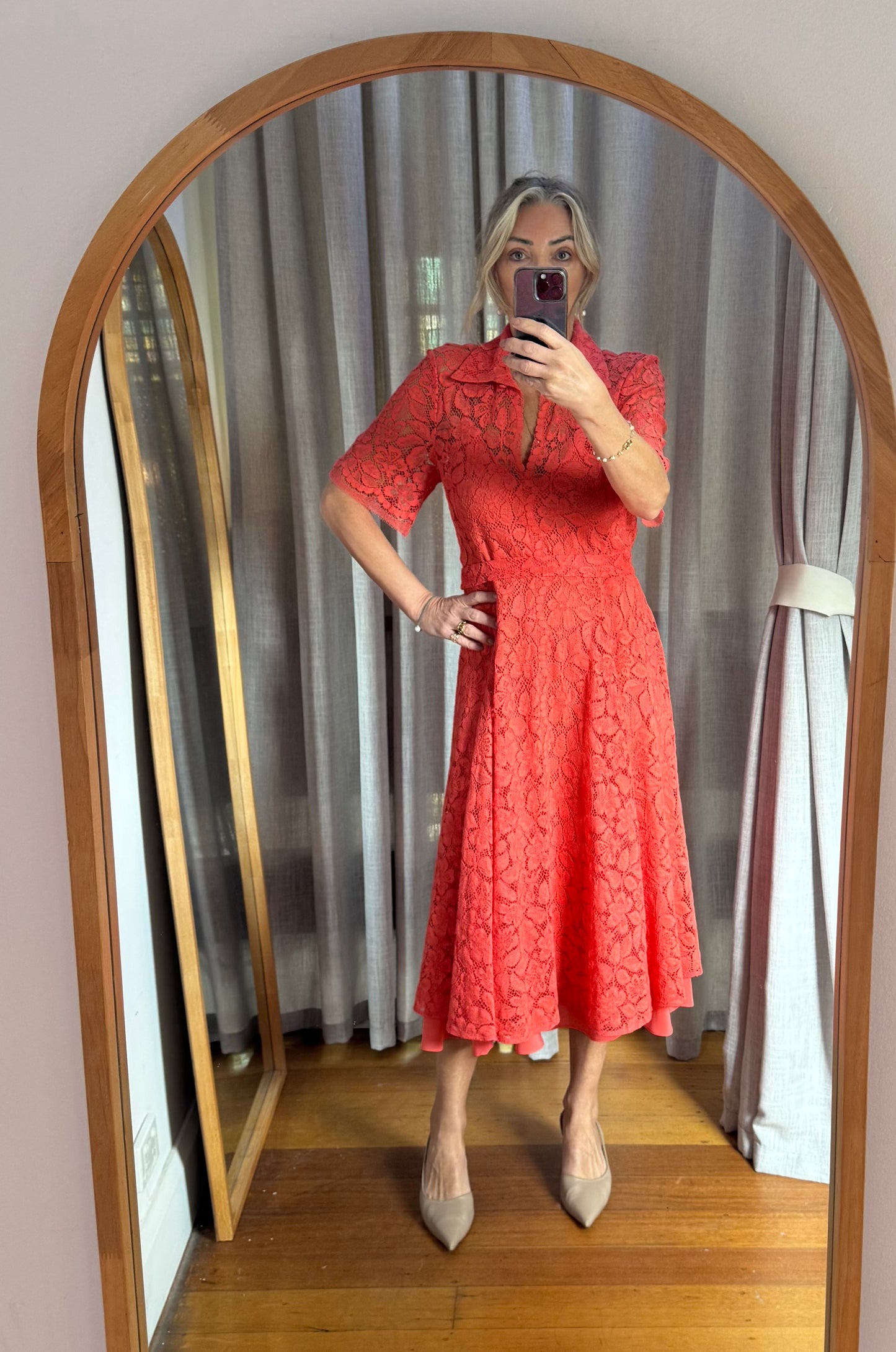 Scanlan Theodore French Lace Dress with Slip - Size 12