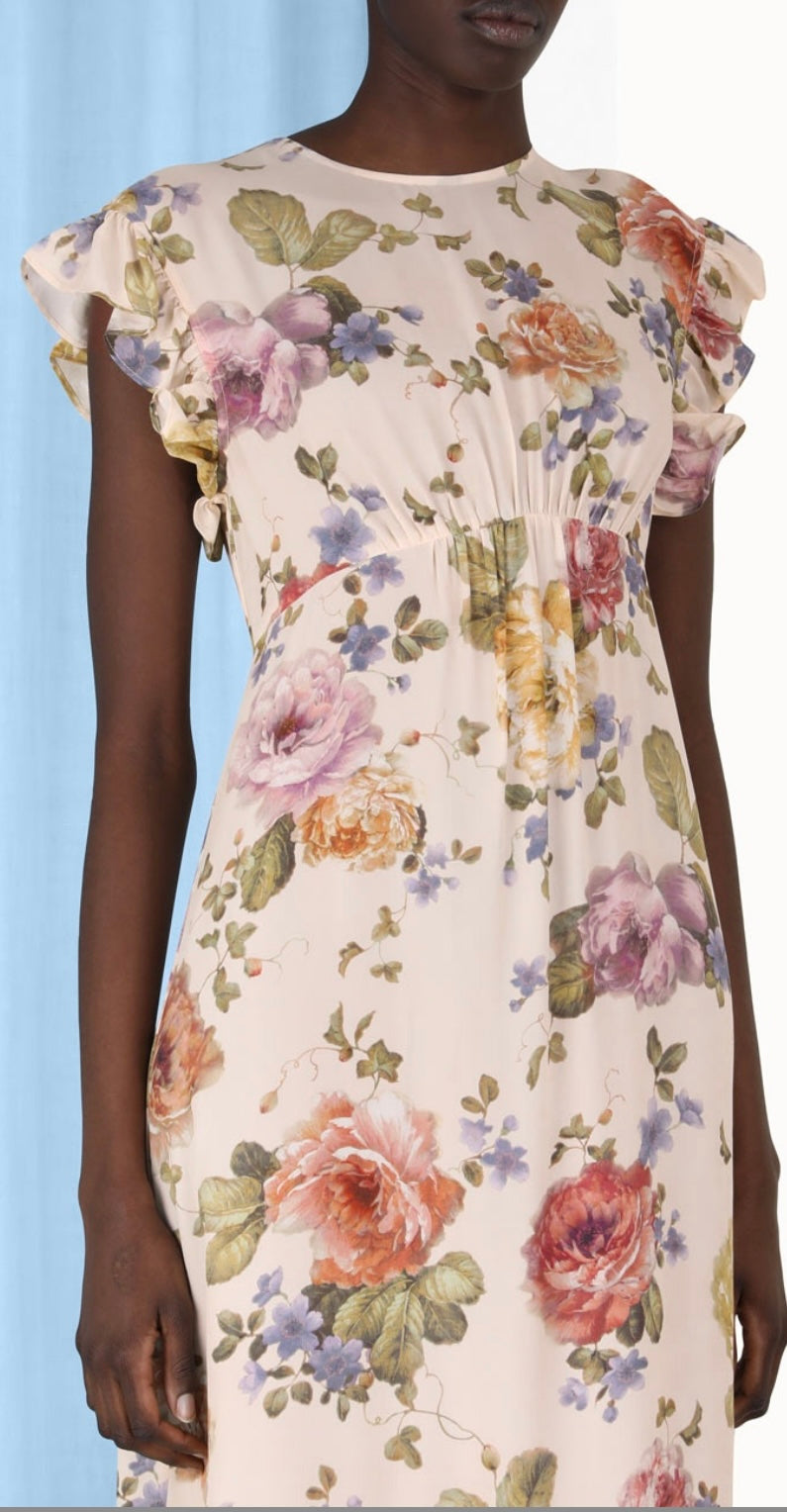 Zimmermann Ruffled Floral Midi Dress - Size 0