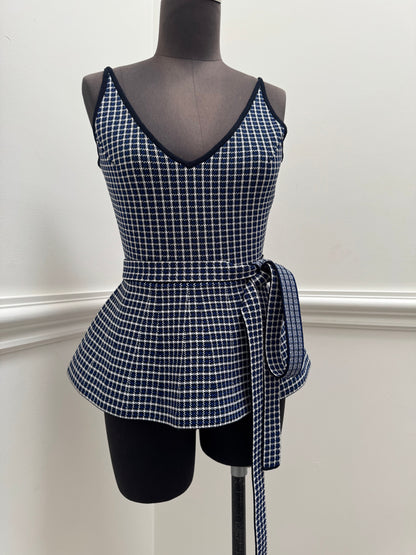 Scanlan Theodore Navy Crepe Knit Peplum Tank - Size S (Like New)