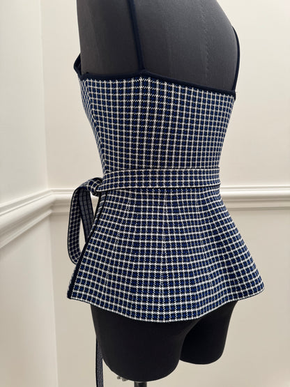 Scanlan Theodore Navy Crepe Knit Peplum Tank - Size S (Like New)