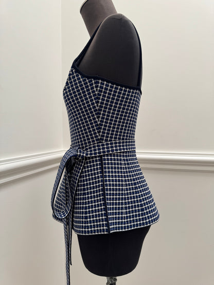 Scanlan Theodore Navy Crepe Knit Peplum Tank - Size S (Like New)