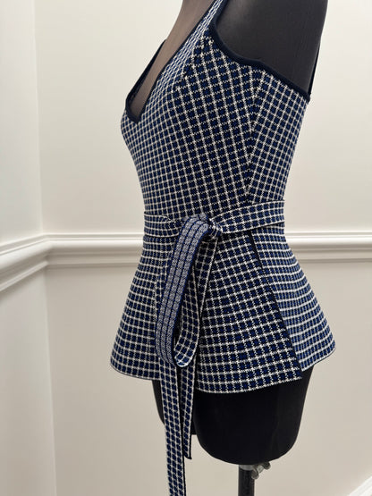 Scanlan Theodore Navy Crepe Knit Peplum Tank - Size S (Like New)