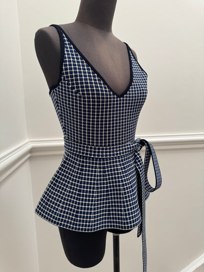 Scanlan Theodore Navy Crepe Knit Peplum Tank - Size S (Like New)
