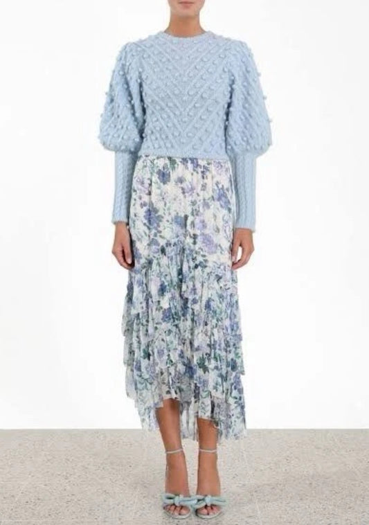 Zimmermann Moncur Chevron Silk Maxi Skirt - Size 1
