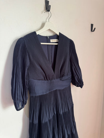 Zimmermann Navy Pleated Midi Dress - Size 1
