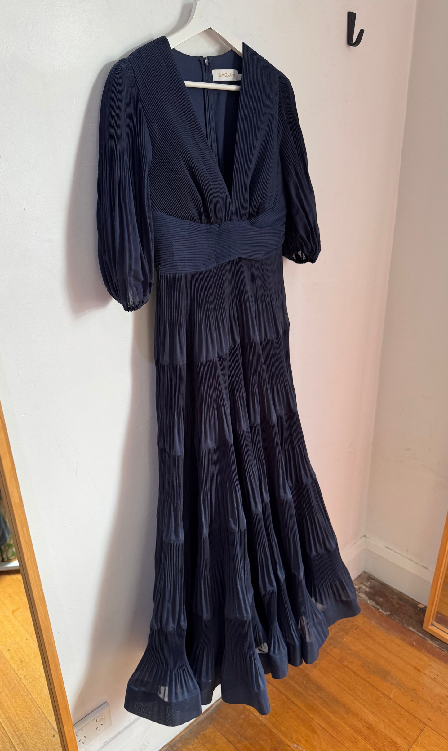 Zimmermann Navy Pleated Midi Dress - Size 1
