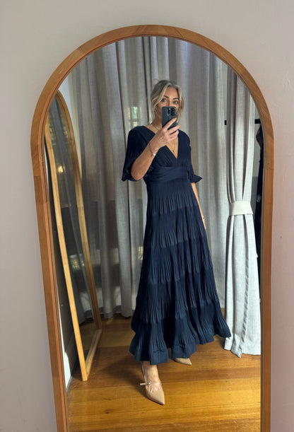 Zimmermann Navy Pleated Midi Dress - Size 1