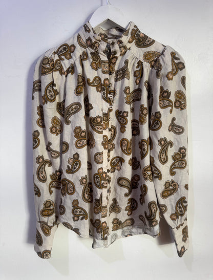 Alemais Mia Paisley Print Linen Blouse - Size 6