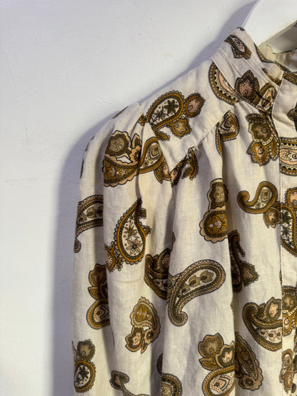 Alemais Mia Paisley Print Linen Blouse - Size 6