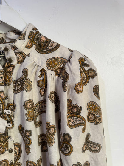 Alemais Mia Paisley Print Linen Blouse - Size 6