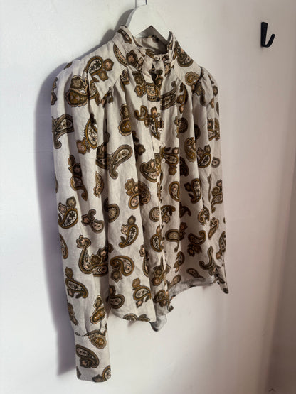 Alemais Mia Paisley Print Linen Blouse - Size 6