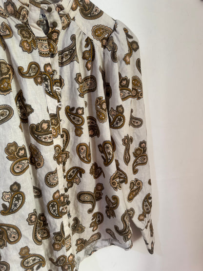Alemais Mia Paisley Print Linen Blouse - Size 6