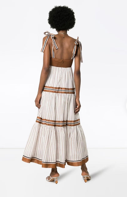 Zimmermann Veneto Tiered Stripe Tie Dress - Size 0