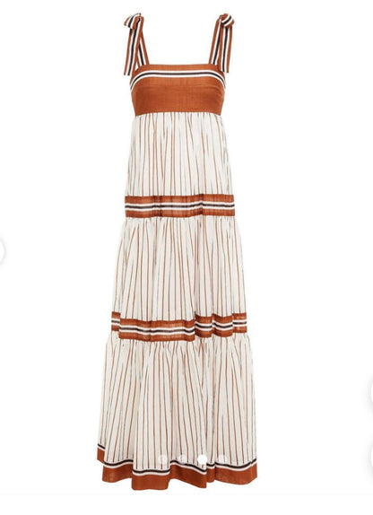 Zimmermann Veneto Tiered Stripe Tie Dress - Size 0