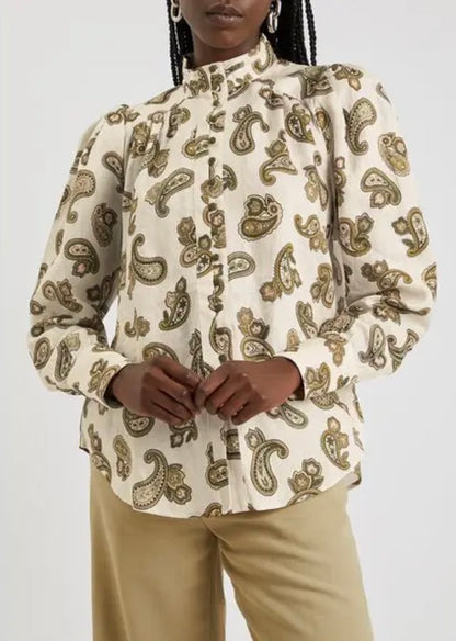Alemais Mia Paisley Print Linen Blouse - Size 6