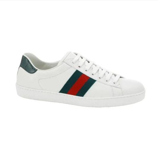 Gucci 'Ace' Webbing Trimmed Leather Sneakers - Size 40