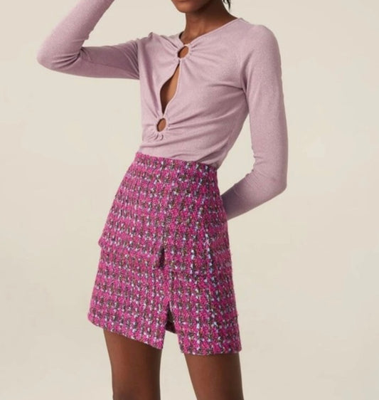 Motf Tweed Mini Skirt - Size M