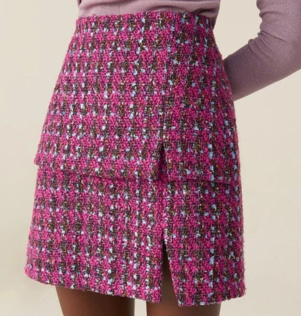Motf Tweed Mini Skirt - Size M