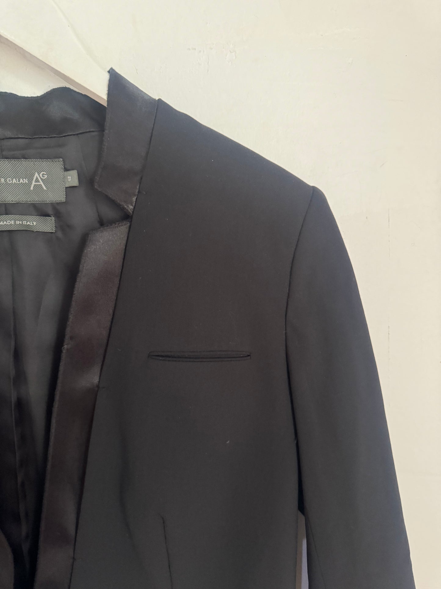 Arthur Galan Black Tuxedo Jacket - Size 12