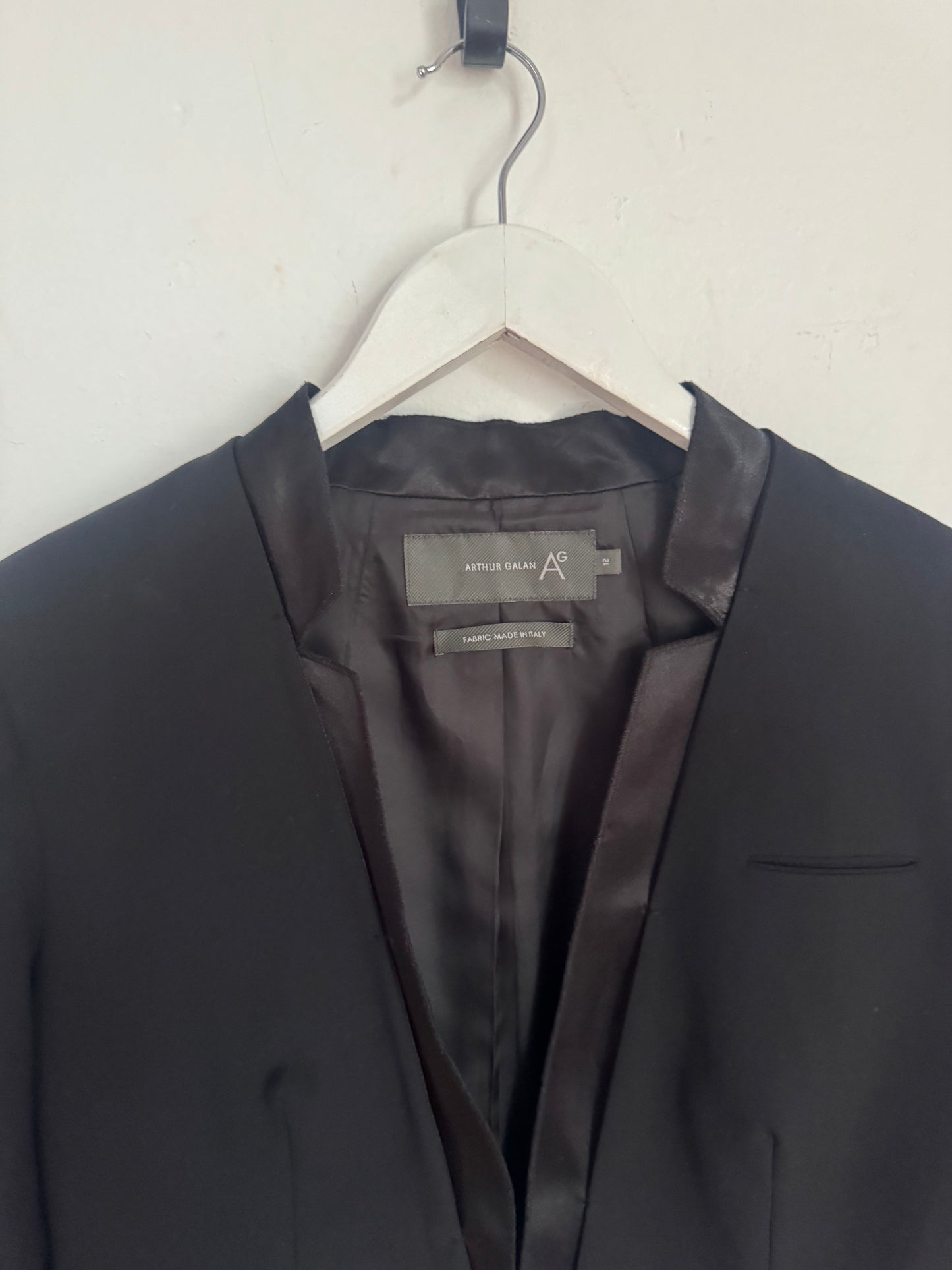 Arthur Galan Black Tuxedo Jacket - Size 12