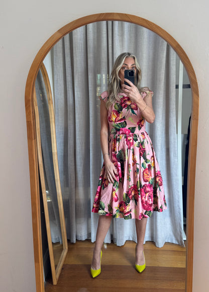 Dolce & Gabbana Floral Coton Midi Dress - Size 42 | Size 10