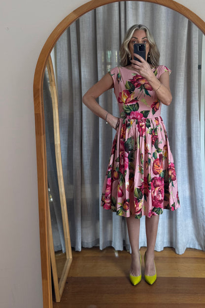 Dolce & Gabbana Floral Coton Midi Dress - Size 42 | Size 10