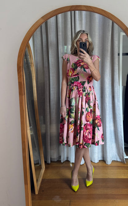 Dolce & Gabbana Floral Coton Midi Dress - Size 42 | Size 10
