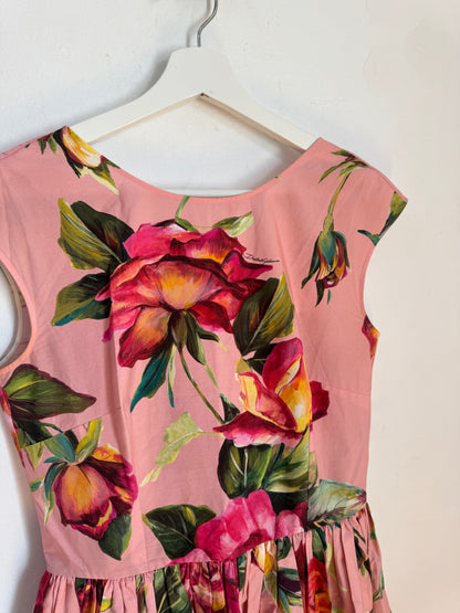 Dolce & Gabbana Floral Coton Midi Dress - Size 42 | Size 10