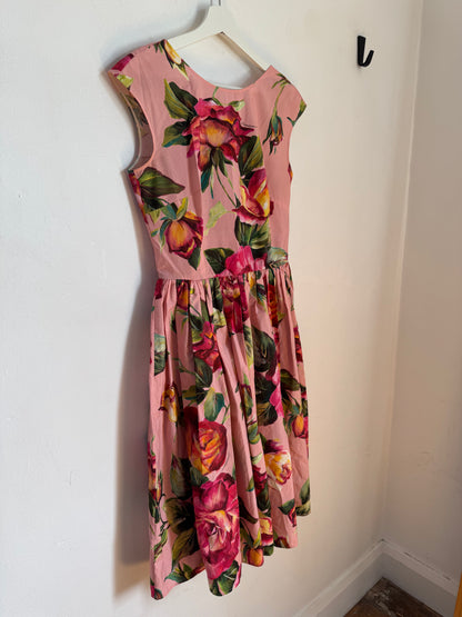 Dolce & Gabbana Floral Coton Midi Dress - Size 42 | Size 10