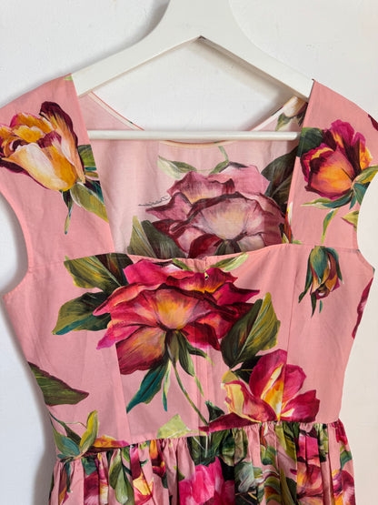Dolce & Gabbana Floral Coton Midi Dress - Size 42 | Size 10