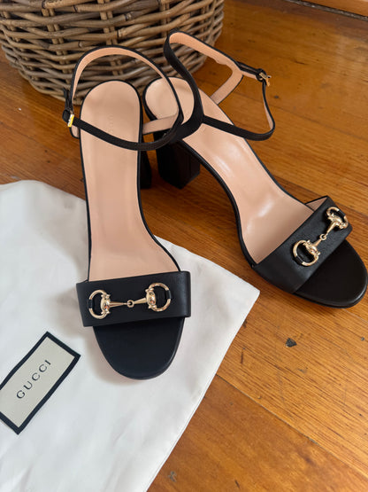Gucci Lady Horsebit-Detail Leather Sandals - Size 42 (Brand New in Dust Bags)
