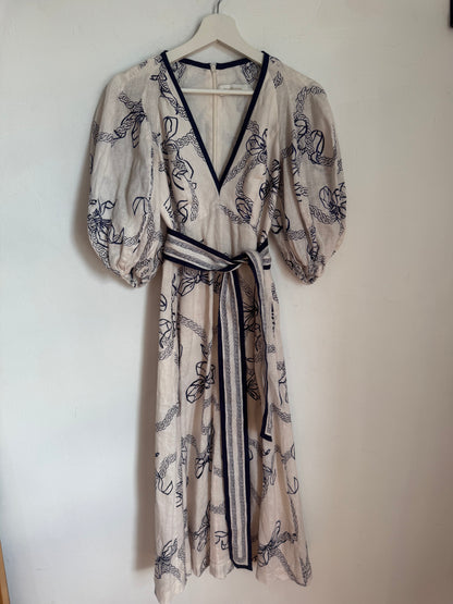 Zimmermann Day Midi Navy Bow Dress - Size 0