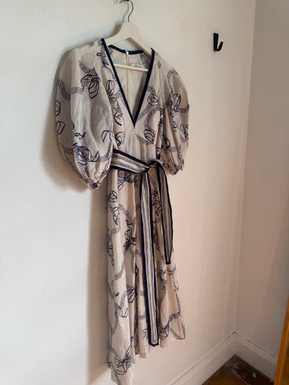 Zimmermann Day Midi Navy Bow Dress - Size 0