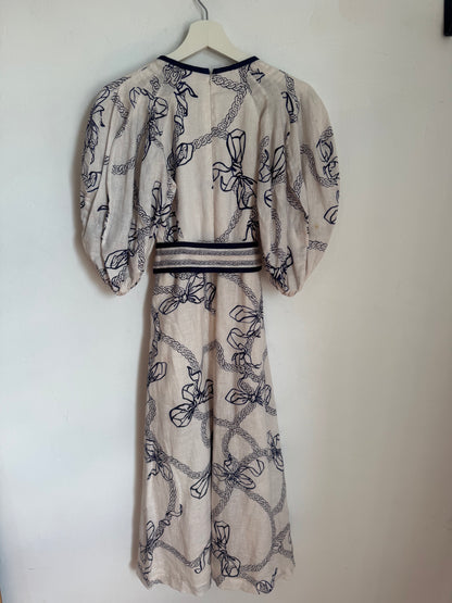 Zimmermann Day Midi Navy Bow Dress - Size 0