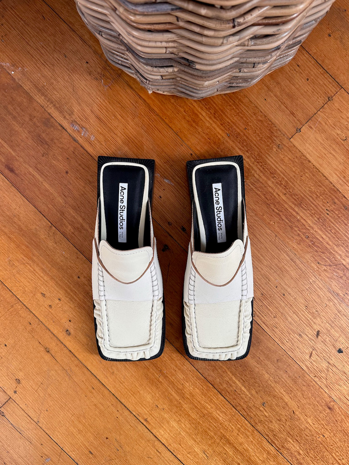 Acne Studios Cream Leather Mules - Size 39 (Brand New)