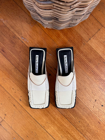 Acne Studios Cream Leather Mules - Size 39 (Brand New)