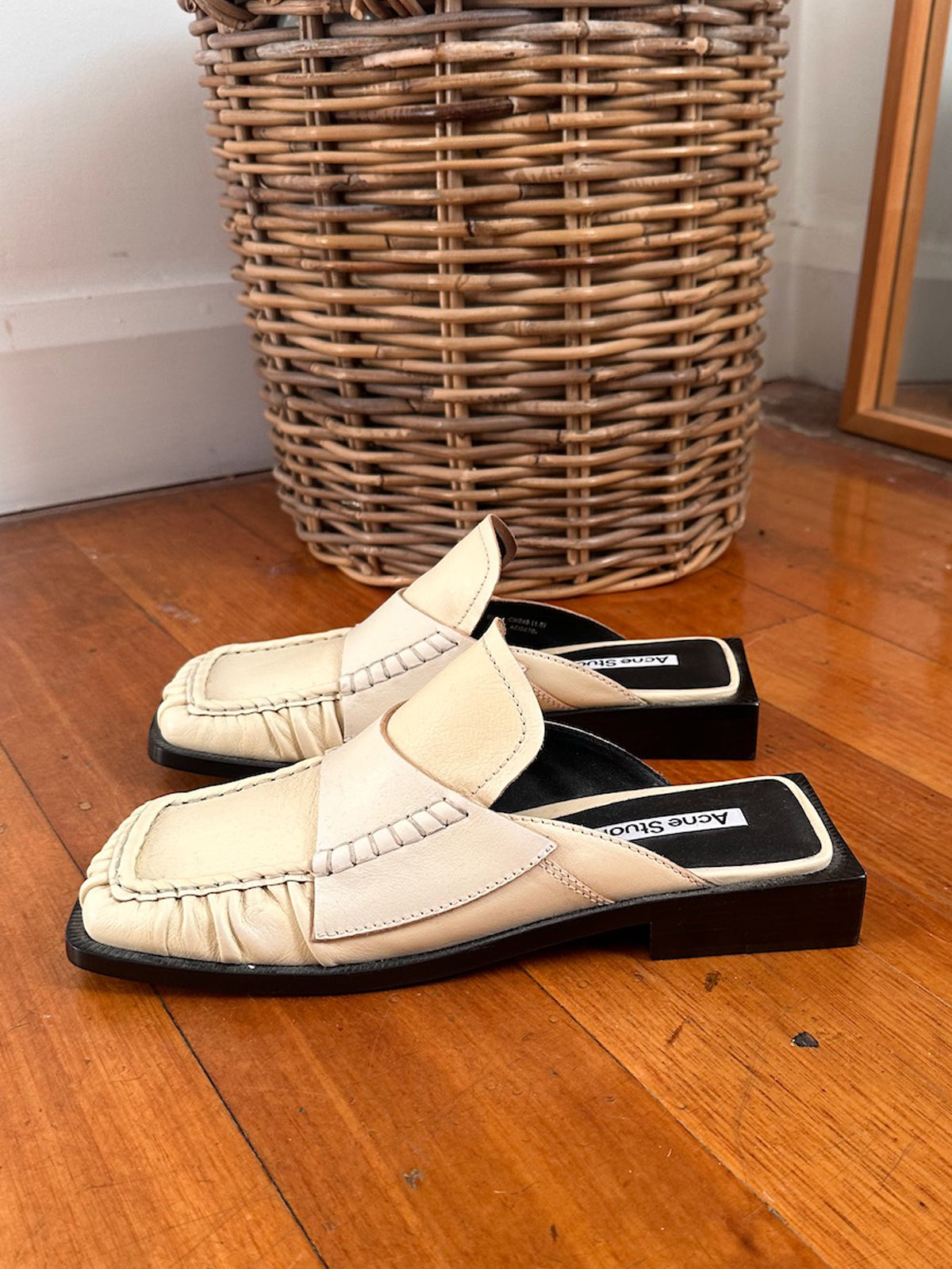 Acne Studios Cream Leather Mules - Size 39 (Brand New)