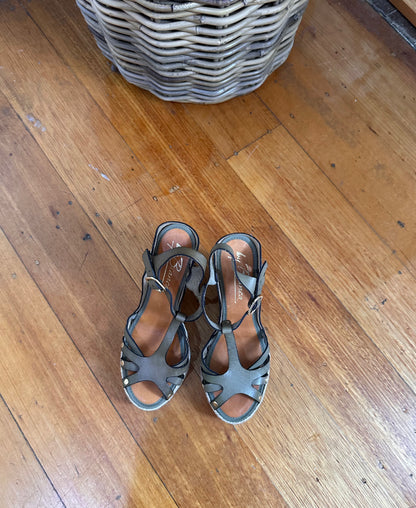 Bianca Buccheri Khaki Wedge Sandal - Size 37