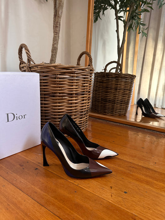 Christian Dior Songe Glazed Leather 10cm Heels - Size 38