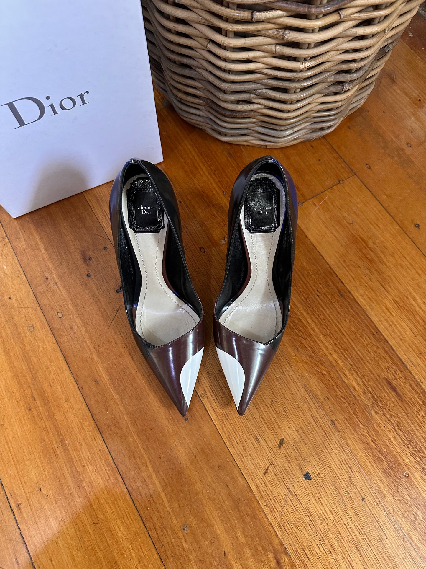 Christian Dior Songe Glazed Leather 10cm Heels - Size 38