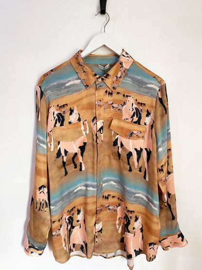 Silk Laundry Silk Boyfriend Shirt - Size M
