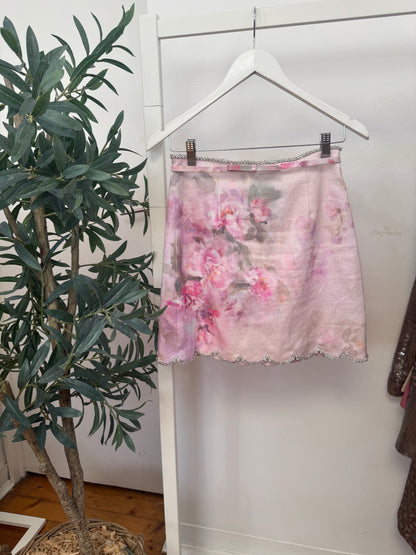 Zimmermann Crushed Linen Floral Mini Skirt - Size 0