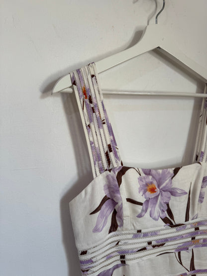 Zimmermann Corsage Linear Orchid Print Dress - Size 2