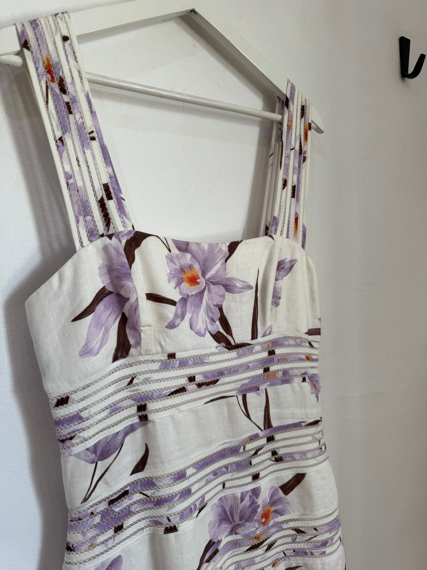 Zimmermann Corsage Linear Orchid Print Dress - Size 2