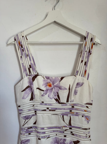 Zimmermann Corsage Linear Orchid Print Dress - Size 2