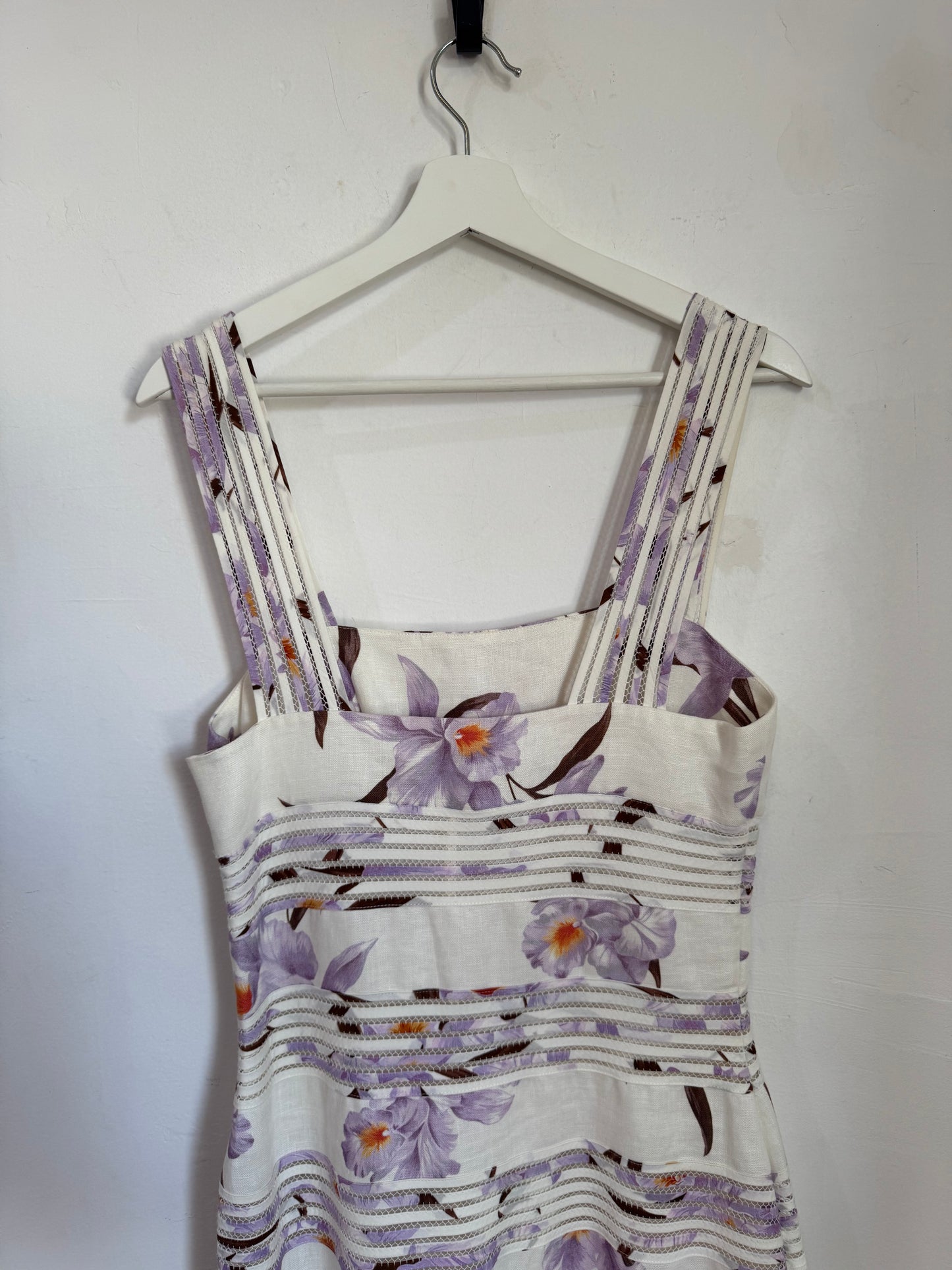 Zimmermann Corsage Linear Orchid Print Dress - Size 2