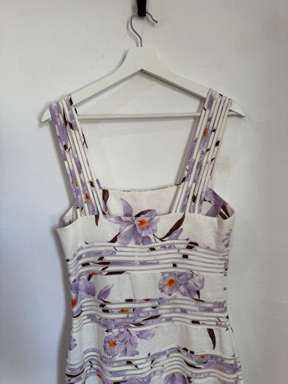 Zimmermann Corsage Linear Orchid Print Dress - Size 2
