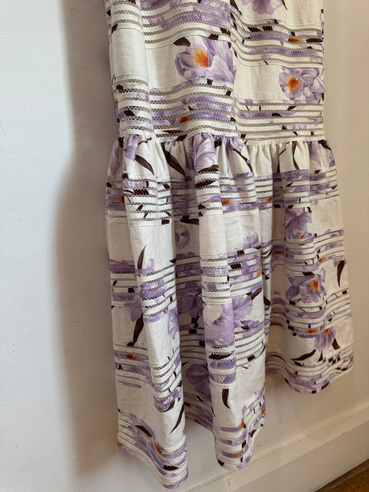 Zimmermann Corsage Linear Orchid Print Dress - Size 2